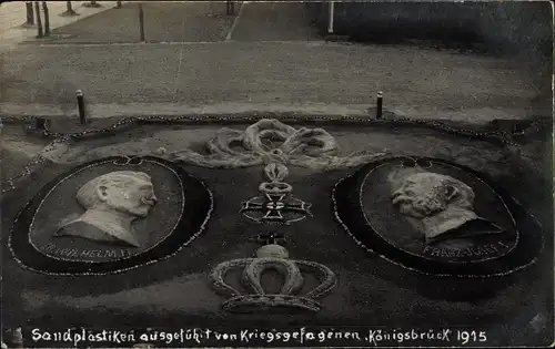 Foto Ak Königsbrück in der Oberlausitz, Sandplastiken ausgeführt von Kriegsgefangenen