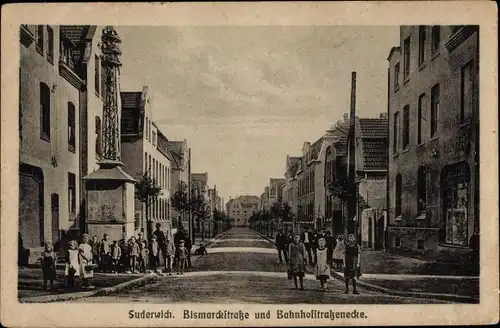 Ak Suderwich Recklinghausen im Ruhrgebiet, Bismarckstraße, Bahnhofstraßenecke