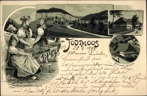 Litho Todtmoos im Schwarzwald, Gesamtansicht, Pension, Schwarzwälder Bauernhaus