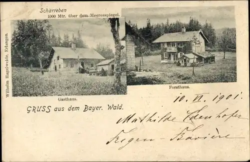 Ak Drachselsried in Niederbayern, Schareben, Scharreben, Gasthaus, Forsthaus