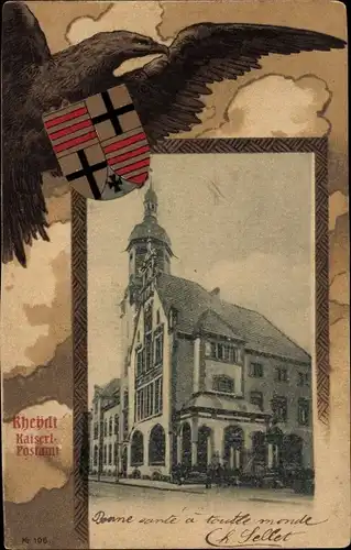 Präge Wappen Passepartout Ak Rheydt Mönchengladbach am Niederrhein, Post, Adler