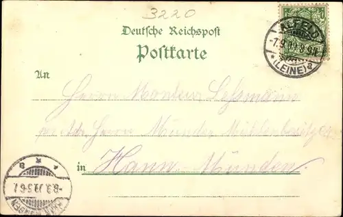 Litho Alfeld an der Leine, Panorama, Altes Seminar, Kreisständehaus, Wappen