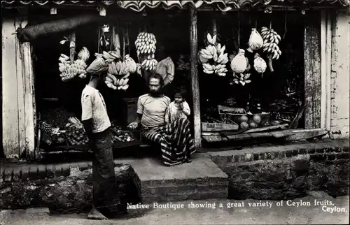 Ak Sri Lanka, Native Boutique mit großer Auswahl an Ceylon-Früchten, Obsthändler