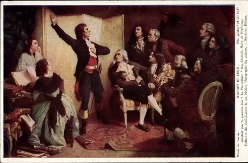 Künstler Ak Pils, Rouget de Lisle singen zum ersten Mal La Marseillaise
