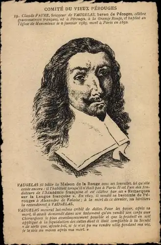 Ak Claude Favre de Vaugelas, Französischer Philologe und Literat