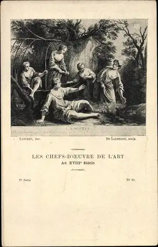 Künstler Ak De Larmessin, Die Meisterwerke der Kunst im 18. Jahrhundert, La Soiree