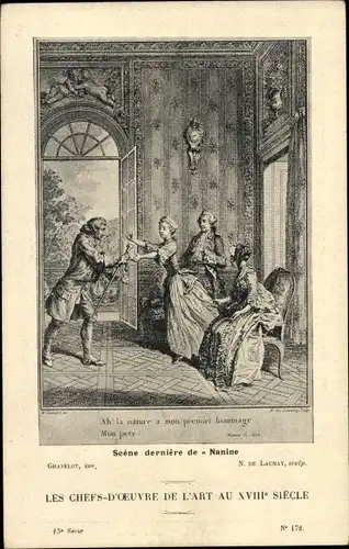 Künstler Ak De Launay, N., Die Meisterwerke der Kunst im 18. Jahrhundert, Letzte Szene von Nanine