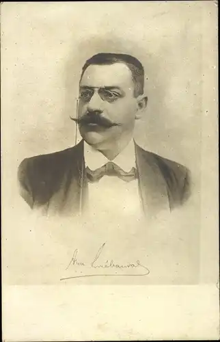 Foto Ak Portrait eines Mannes, Autogramm, Brille