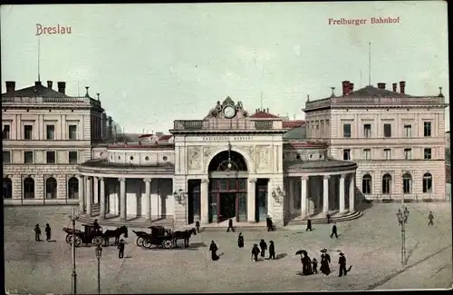 Ak Breslau (Wrocław) in Schlesien, Freiburger Bahnhof
