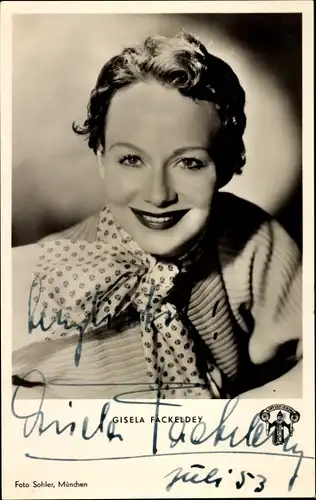 Ak Schauspielerin Gisela Fackeldey in Wetterleuchten am Dachstein, Portrait, Autogramm