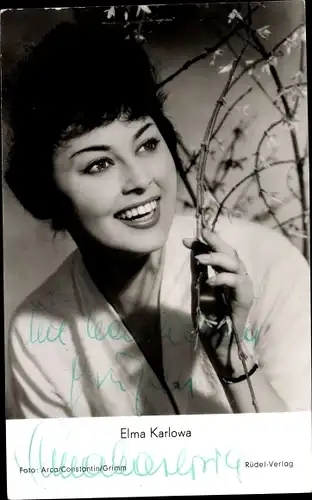Ak Schauspielerin Elma Karlowa, Portrait, Autogramm
