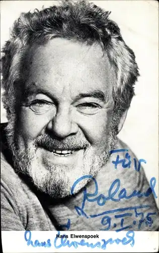 Ak Schauspieler Hans Elwenspoek, Portrait, Autogramm