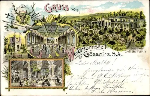 Litho Gößnitz in Thüringen, Weidmannsheil, Bes. Emil Seifarth