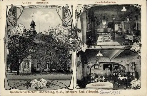 Ak Ronneburg in Thüringen, Ratskellerwirtschaft, Gesellschaftszimmer, Gastzimmer