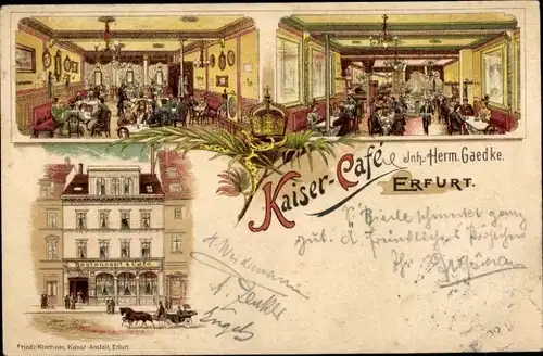 Litho Erfurt in Thüringen, Kaiser-Cafe, Innenansicht