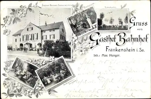 Ak Frankenstein Oederan Sachsen, Gasthof Bahnhof, Turnplatz