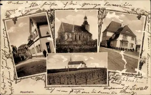 Ak Abenheim Worms am Rhein, Gasthaus, Kirche, Schule, Klausenberg