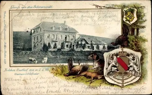 Präge Wappen Passepartout Ak Aitern im Schwarzwald, Belchen Gasthof