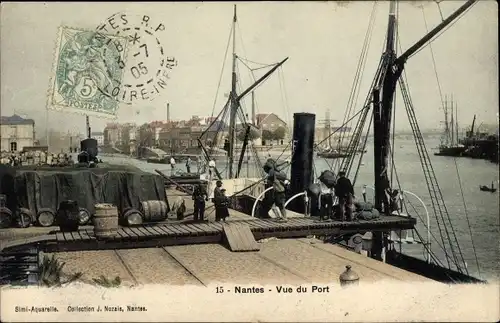 Ak Nantes Loire Atlantique, Blick auf den Hafen