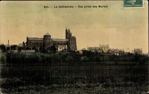 Ak Dol Ille et Vilaine, Die Kathedrale, Blick von den Sümpfen