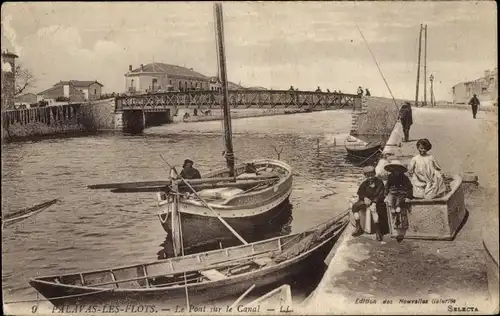 Ak Palavas les Flots Hérault, Brücke über den Kanal