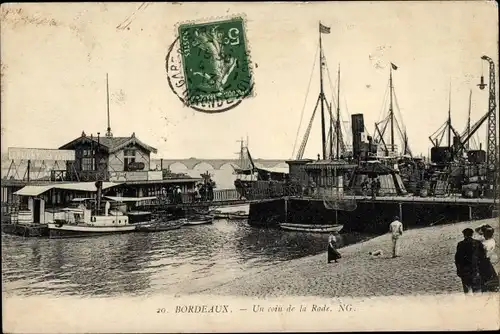 Ak Bordeaux-Gironde, Unn-Ecke des Hafens