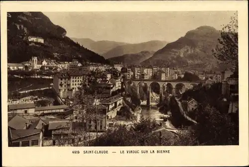 Ak Saint-Claude Jura, Das Viadukt über die Biel