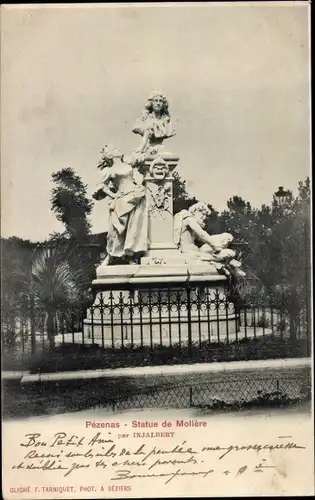 Ak Pézenas Hérault, Moliere Statue