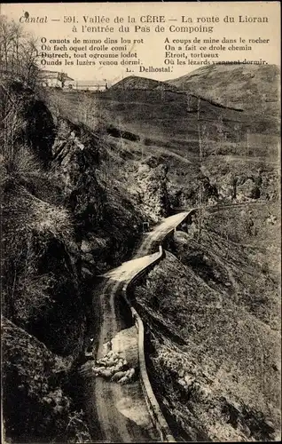 Ak Vic sur Cère Cantal, Straße nach Lioran