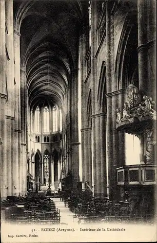Ak Rodez-Aveyron, Innenraum der Kathedrale