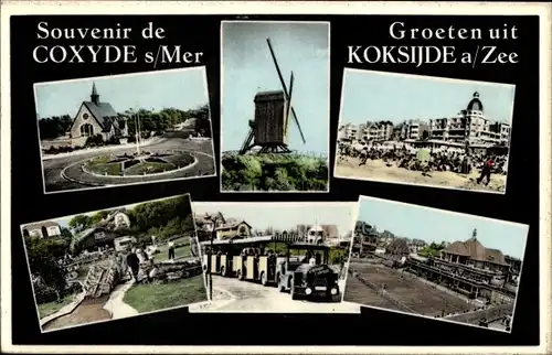 Ak Koksijde Koksijde sur Mer Westflandern, Kirche, Windmühle, Strand