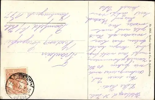 Künstler Ak Ruab, Klee, Portrait einer jungen Frau mit Kleeblatt im Mund