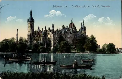Ak Schwerin in Mecklenburg, Großherzogliches Schloss, Seeseite