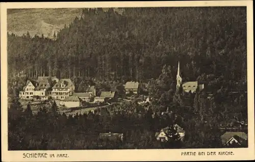 Ak Schierke Wernigerode im Harz, Partie bei der Kirche