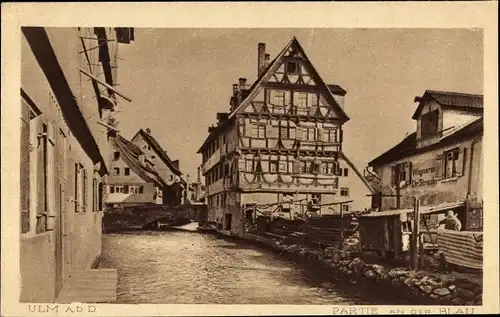 Ak Ulm an der Donau Baden Württemberg, Blau, Fachwerkhaus