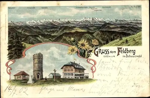 Litho Feldberg im Schwarzwald, Gipfel, Alpenpanorama