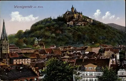 Ak Wernigerode am Harz, Teilansicht, Schloss