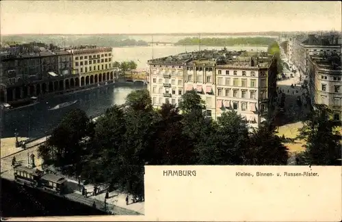 Ak Hamburg, Kleine-, Binnen- u. Außen-Alster