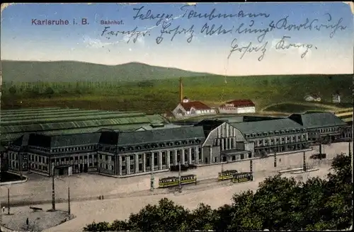 Ak Karlsruhe in Baden, Bahnhof