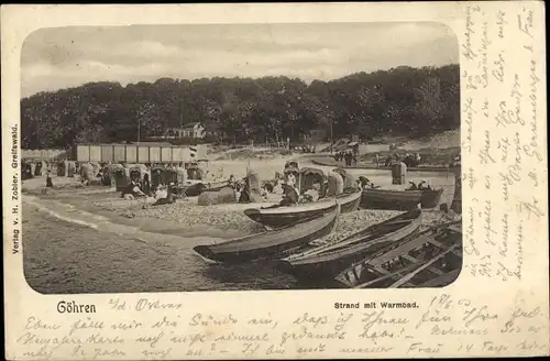 Ak Ostseebad Göhren auf Rügen, Strand mit Warmbad