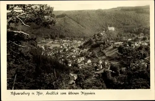 Ak Schwarzburg in Thüringen, Totalansicht, Kleiner Trippstein