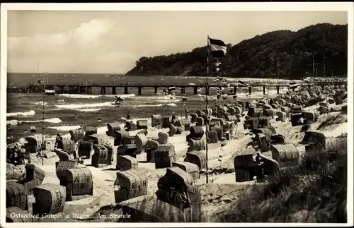 Ak Ostseebad Göhren auf Rügen, Strand, Strandkörbe