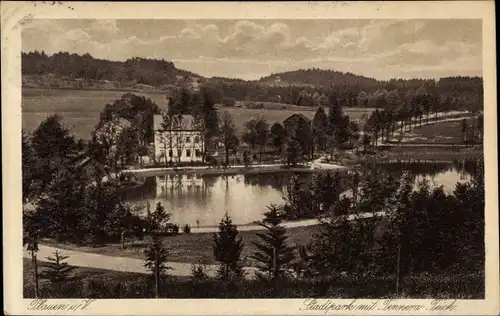 Ak Plauen Vogtland, Stadtpark, Tennera-Teich