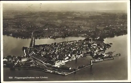 Ak Lindau am Bodensee Schwaben, Flugzeugaufnahme