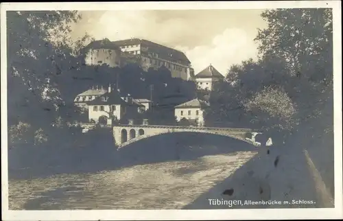 Ak Tübingen am Neckar, Alleenbrücke, Schloss