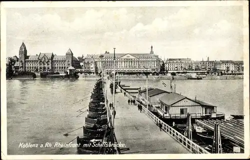 Ak Koblenz am Rhein, Rheinfront, Schiffsbrücke