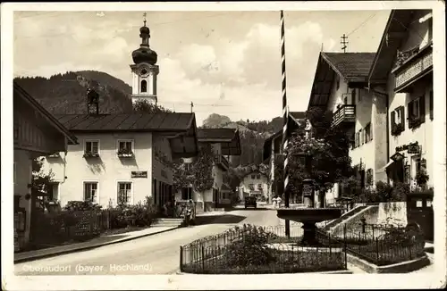 Ak Oberaudorf in Oberbayern, Dorfstraße, Kirche