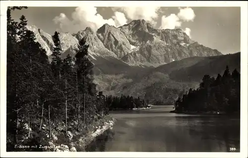 Ak Grainau in Oberbayern, Eibsee, Zugspitze