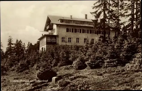 Ak Fichtelgebirge Oberfranken Bayern, Unterkunftshaus am Ochsenkopf