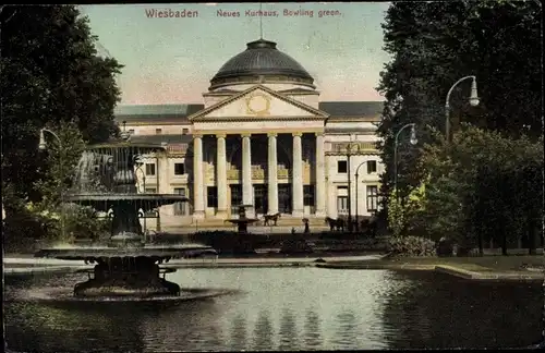 Ak Wiesbaden in Hessen, Neues Kurhaus, Bowling green